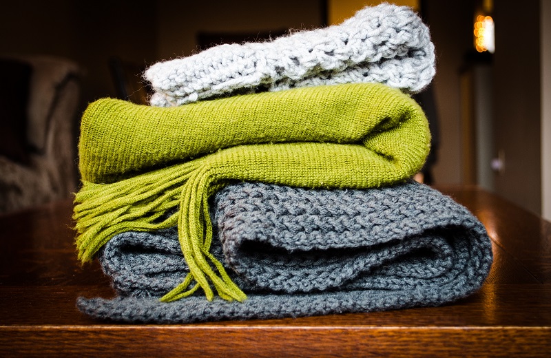 stack of scarves